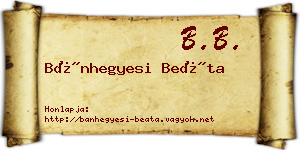 Bánhegyesi Beáta névjegykártya